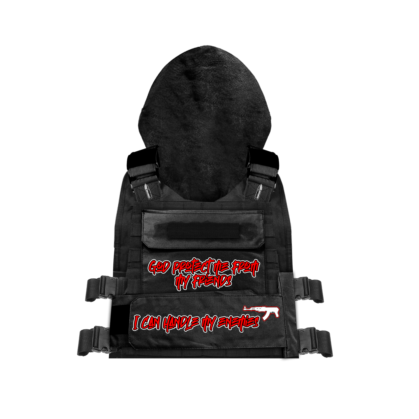 “GOD Protect Me From My Friends” Hoodie Vest