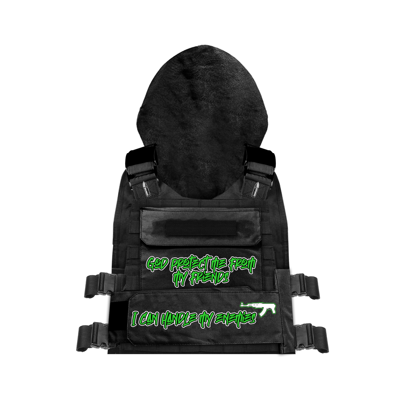 “GOD Protect Me From My Friends” Hoodie Vest